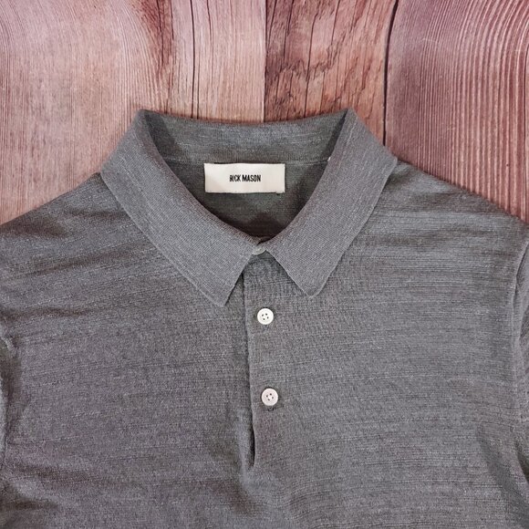 Buck Mason Mens Size Large Avalon Sweater Knit Short Sleeve Polo Shirt Gray - Picture 3 of 12